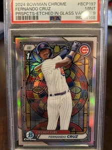 2024 Bowman Chrome Fernando Cruz Etched In Glass Refractor Bcp197 PSA 9 MINT Cub - Picture 1 of 3