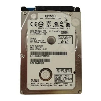 Hitachi 250GB HTS543225A7A384 5400RPM SATA 2.5" Laptop HDD Hard Disk Drive - Image 1 of 3