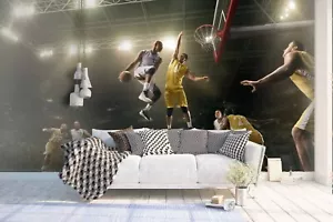 3D Basketball Game Person Light Self-adhesive Removeable Wallpaper Wall Mural1