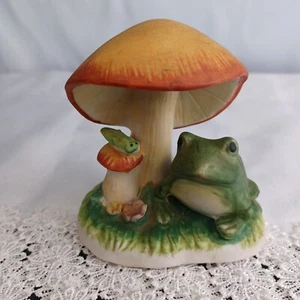 Vtg Ceramic Frog Mushroom Cricket Figurine MCM Made In Taiwan  - Picture 1 of 12