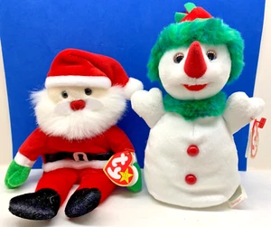 1998 TY Original Beanie Baby -Santa & 2000 Beanie Babies -Snowgirl w/Hang Tags - Picture 1 of 11