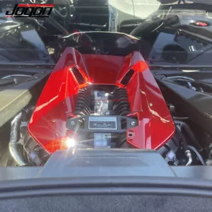 2023-2025 For Corvette C8 Z06 Coupe Engine Hood Bay Cover Red Carbon Fiber Trim - Picture 1 of 9