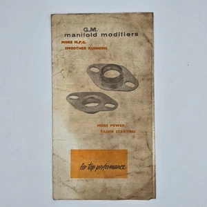 G.M. Manifold Modifiers Leaflet 1950 Vintage British Carburettor Tuning Pamphlet - Picture 1 of 8