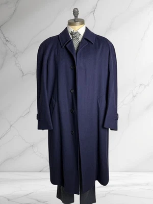Coat Vintage Raglan IN Wool & Cashmere Navy Blue Men's Long Size 52 XL - Image 1 of 4