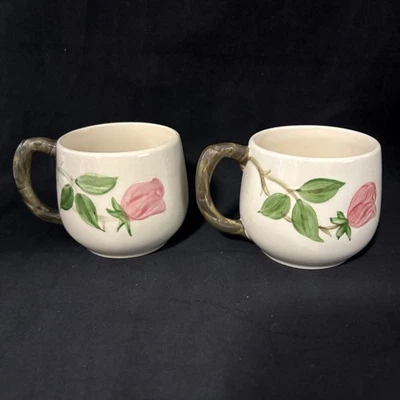 Juego de 2 tazas de café pequeñas rosa del desierto franciscano vintage años 60 té EE. UU. Foto 1 de 4