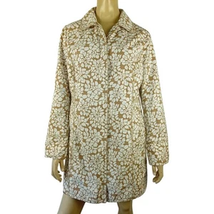 EDDIE BAUER ladies size L jacket brown floral button up fully lined trench coat - Bild 1 von 10