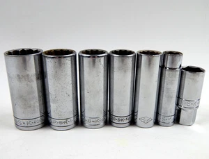 SK Tools 1/2" Drive Deep Sockets 7 Piece Set 9/16 to 1-1/8" SAE 41818 to 41836 - Picture 1 of 9