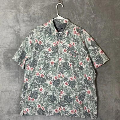 Croft & Barrow 速干衬衫短袖纽扣花卉钓鱼通风 XXL — 第 1/4 张图片