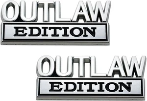 2pcs Metal 3D OUTLAW Edition Car Emblem For Truck SUV Motorcycle,Silver&Black - Foto 1 di 6