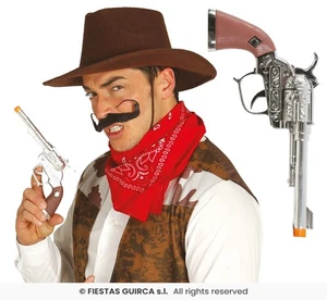 Pistola giocattolo revolver cowboy argento 25 cm - Halloween Western Cop Detective Prop - Foto 1 di 1