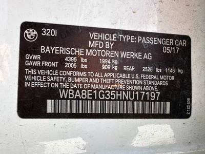 Driver Left Sun Visor Fits 12-18 BMW 320i 3612099 Foto 1 de 4