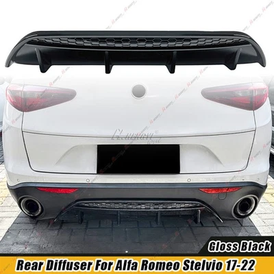 Diffuseur Arrière Pour Alfa Romeo Stelvio 2017-2022 Noir Brillant - Photo 1/4