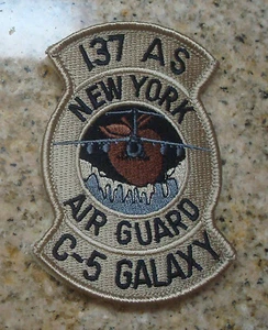 USAF PATCH, 137TH AIR LIFT SQUADRON, NYNG , DESERT,BROWN APPLE,  WITH HOOK LOOP - Picture 1 of 1