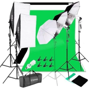 Profi Fotostudio Set Softbox Hintergrundsystem Studioleuchte Regenschirm Tasche - Bild 1 von 12
