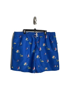 New Polo Ralph Lauren Blue Sailboat Tropical Swim Trunks Tie Waist Size 2XB - Picture 1 of 11
