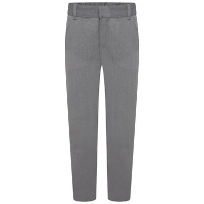 Boys Slim Leg Light Grey School Trousers School Uniform Adjustable Waist