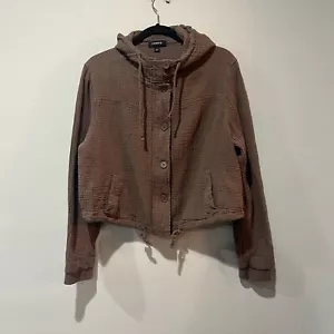 Torrid Jacke Damen 1 1X Braun Gaze Reißverschluss Knopf Kordelzug Cropped - Bild 1 von 8