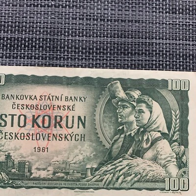 Czechoslovakia 100 Korun 1961 Banknote Czechoslovakian Currency Paper Money Bill - Image 1 of 4
