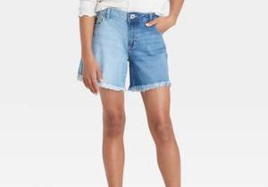NEW Girls Art Class Denim Jean Bermuda Shorts sz XL (14) baggy mid rise 5 pocket - Picture 1 of 3