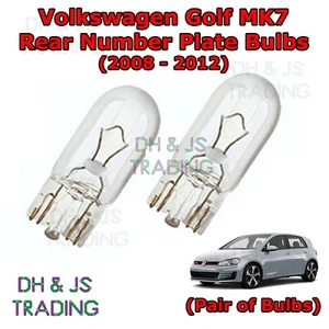 Für Volkswagen Golf Heck Nummernschild Birnen Paar Reg Birne Leuchten MK7 (12-18) - Bild 1 von 1