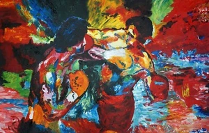 Pintura al óleo Rocky 3 40x26 NO es un póster impreso. Marco de caja disponible. Apollo Creed - Imagen 1 de 12
