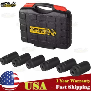 6 Pack Crank Bolt Socket Set Harmonic Balancer Impact Socket 17/19/21/22/24/27m - Picture 1 of 14