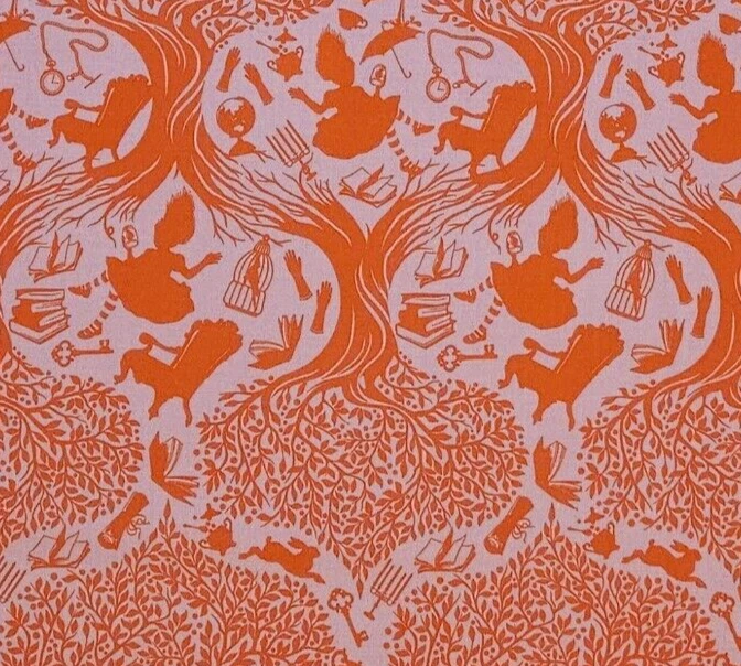 Tela rosa Tula Curiouser Down the Rabbit PWTP166 edredones algodón 1 3/8 yardas Foto 1 de 4