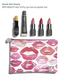 BITE BEAUTY Agave Lip Mask , Balm Sour Cherry Chai Verbena Lipstick Kiss Set Lot - Picture 1 of 11