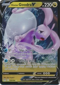 Juego de cartas coleccionables Pokémon Holo Hisuian Goodra V 135/196 ultra raro origen perdido - Imagen 1 de 1