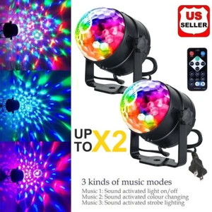 Disco Ball Party Light Multicolor Stage Lighting Strobe LED Remote Rotating Lamp - Picture 1 of 13