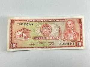 Vintage 1976 10 Soles De Oro Peru Banknote Money Paper Bill - Picture 1 of 3
