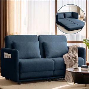 56.3" Loveseat Sleep Sofa Bed, Convertible Sofa Bed with Storage for Small Space - Picture 1 of 30