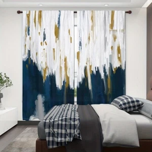 2PCS Abstract Oil Painting Style Print Curtains for Youth Bedroom Living Room - Picture 1 of 11