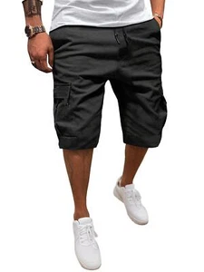 Men's Loose Fit Cargo Shorts With Flap Pocket And Drawstring Waist - Picture 1 of 14