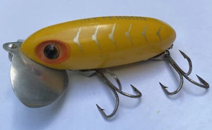 Vintage Fred Arbogast Jitterbug Köder, gelb mit silbernem V - Bild 1 von 11