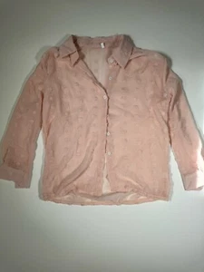 Camicie donna con bottoni manica lunga colletto rosa business casual bluse S - Foto 1 di 7