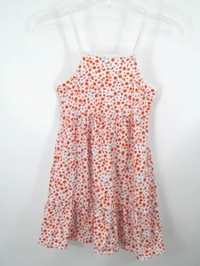 OLD NAVY Summer Dress Girls Size 8 White Orange Floral Pockets - Picture 1 of 9