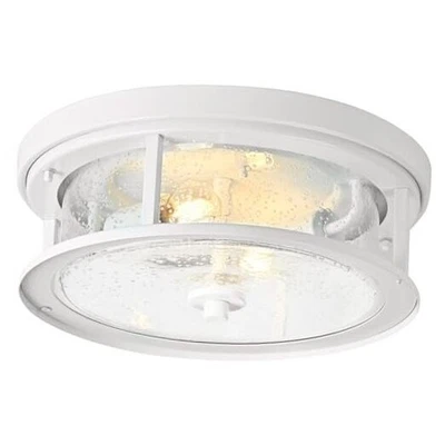 Flush Mount Ceiling Light Fixture, 2-Light with Seeded Glass Ceiling White - Image 1 of 4