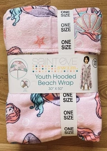Youth Girl Hooded Beach Wrap/towel 100%cotton 30x50 ,Hand Mitten ,One Size - Picture 1 of 4