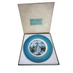 Avon 1974 Christmas Plate "Country Church" By Enoch Wedgwood England Collectible - Picture 1 of 16