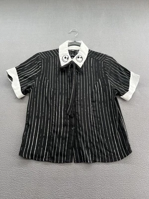 迪士尼圣诞梦魇衬衫女式 XS Jack Skellington 条纹 Tim — 第 1/4 张图片