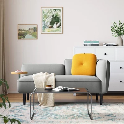 Sofá loveseat moderno Batya Mid-Century con mesa auxiliar móvil y cojines de espuma Foto 1 de 4
