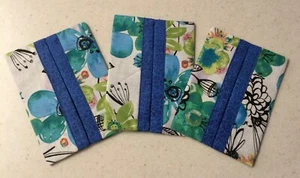 Tasche/Geldbörse Stoffhalter; 3 1/2"" x 4 3/4""; blau/blaugrün Blumenmuster/Blumen; KOSTENLOSER Versand - Bild 1 von 3