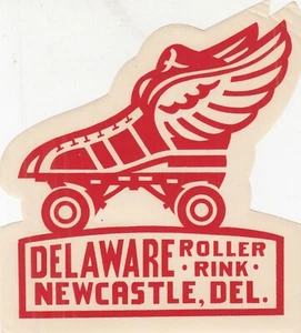 DELAWARE ROLLER SKATING RINK DECAL - NEWCASTLE DEL. SKATE DECAL ORIGINAL -RICE - Picture 1 of 4