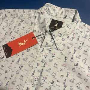 NWT Men’s Jack And Sage Size Medium Collar Button Down Party Summer Flamingo - Picture 1 of 5