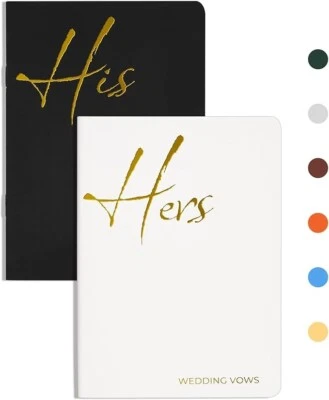 Wedding Vow Book - Vow Books His and Hers 5.5"×4" Set of 2 Black and White /Gold - Image 1 of 4