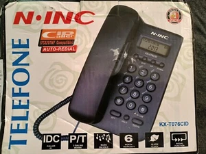 N-INC TELEPHONE KX-T076CID (Black) New Open Box Caller ID, ALARM, 2 CALLING - Picture 1 of 5
