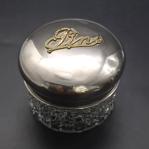 Vintage Silver Plated and Brass Pins Box Hobnail Pressed Glass Body - Picture 1 of 13
