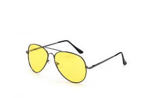 Unisex Men Womens Pilot Style Night Driving Glasses with Bad Weather Brightening - Picture 1 of 2