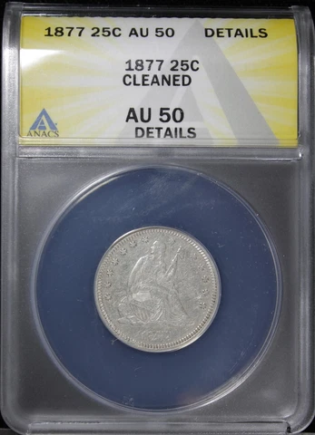 1877 Seated Liberty Quarter ANACS AU-50 Details (2330064) Cover